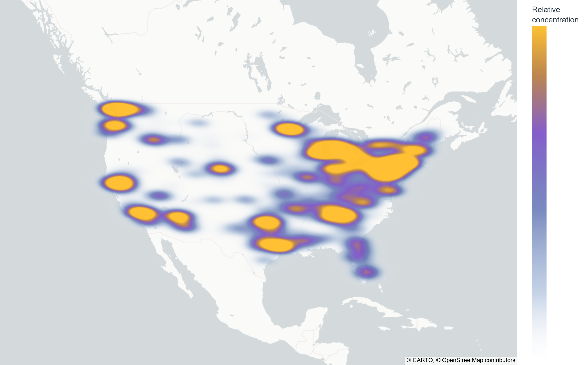 Density heatmap of reported incidents across the contiguous US, week of Aug 31–Sep 6, 2026