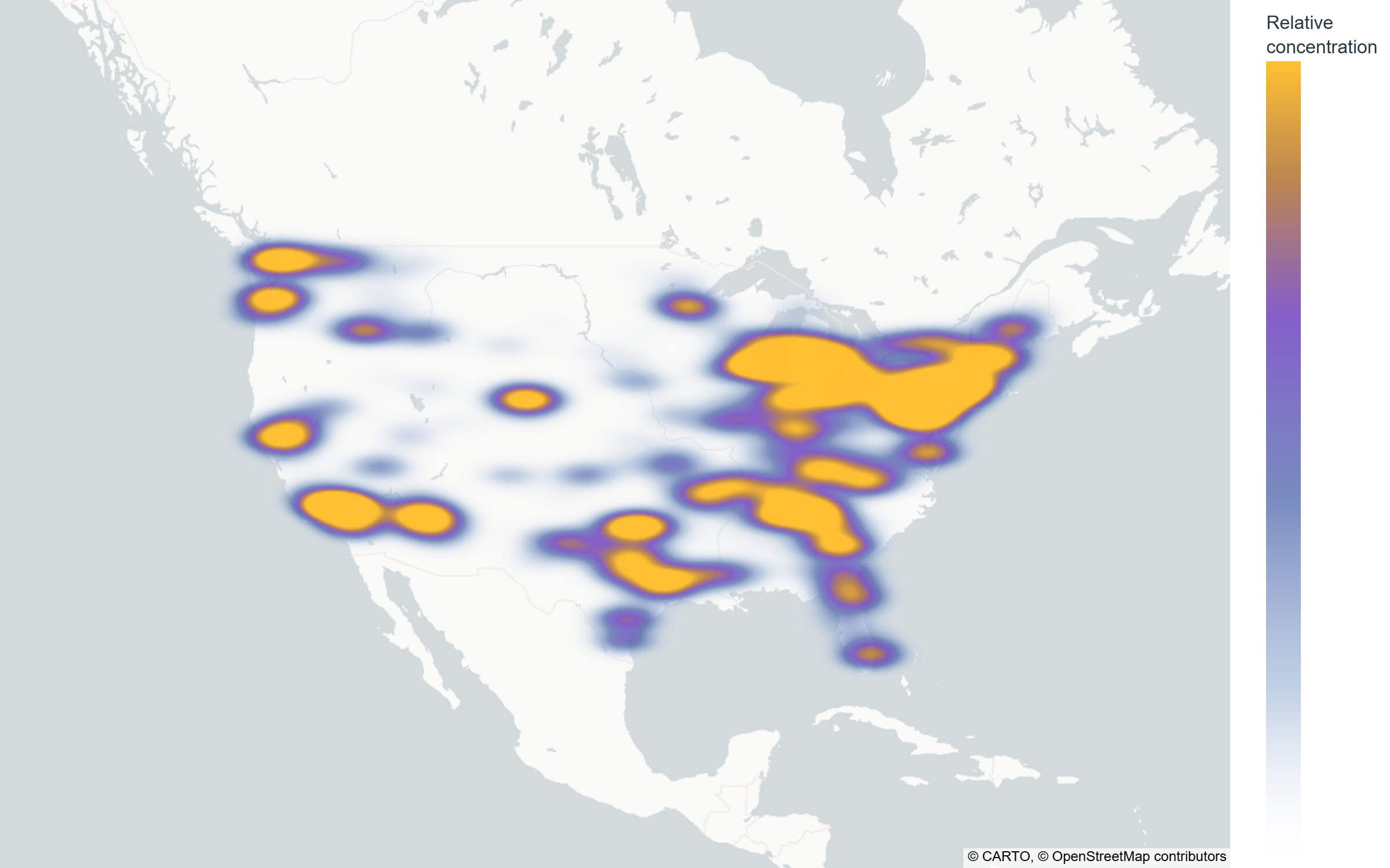 Density heatmap of reported incidents across the contiguous US, week of Sep 14–Sep 20, 2026