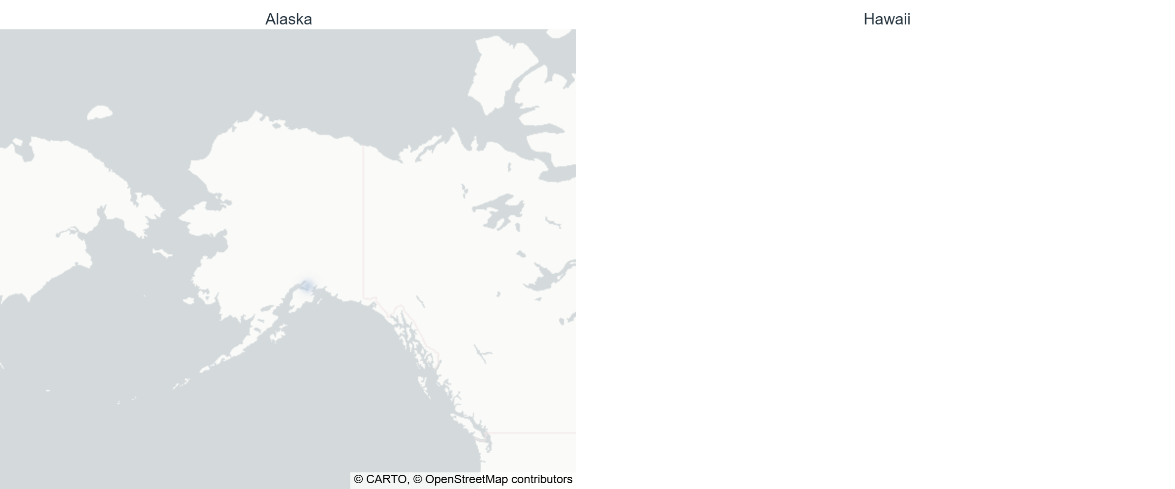 Density heatmap of reported incidents in Alaska and Hawaii, week of Sep 21–Sep 27, 2026