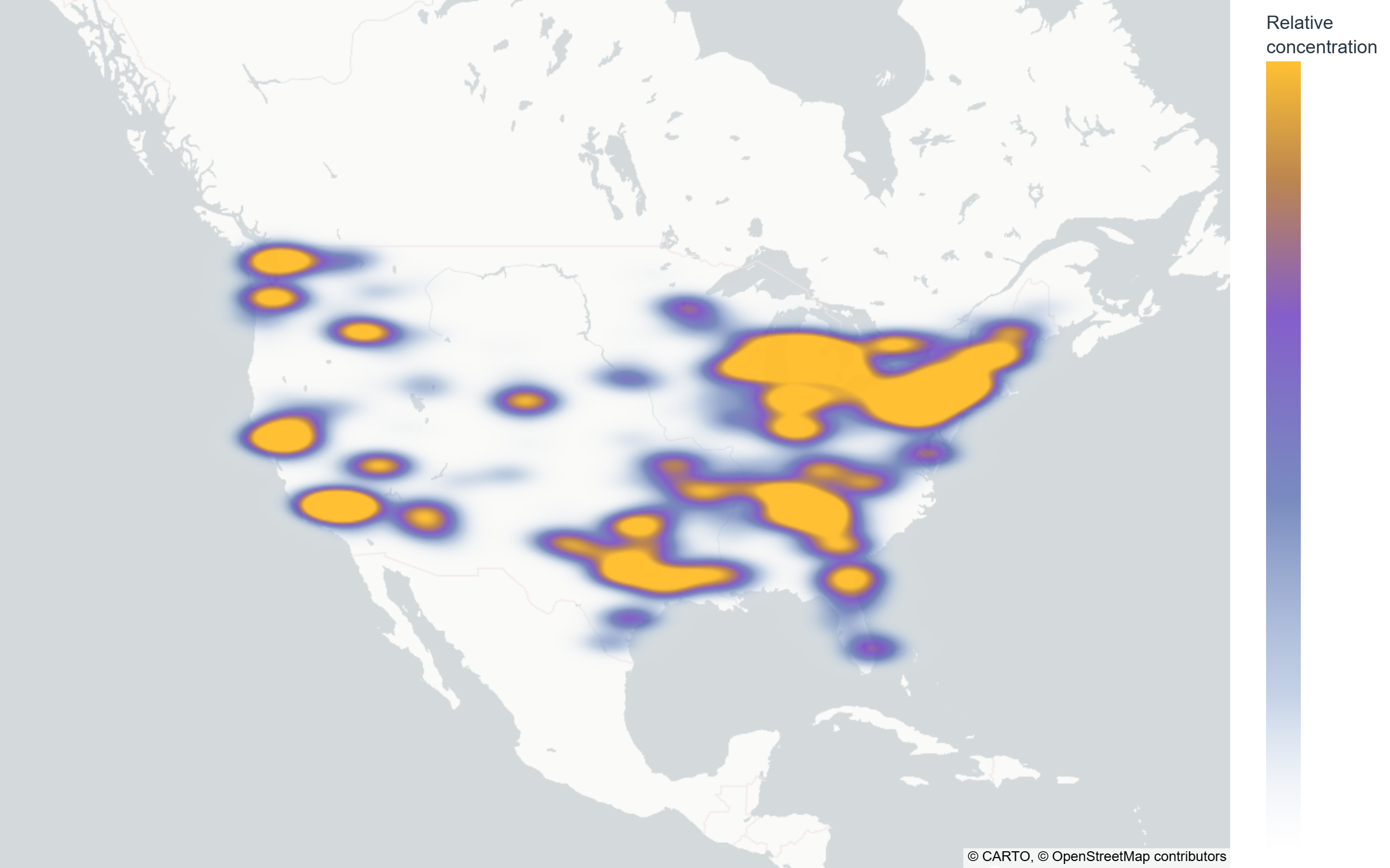 Density heatmap of reported incidents across the contiguous US, week of Sep 21–Sep 27, 2026