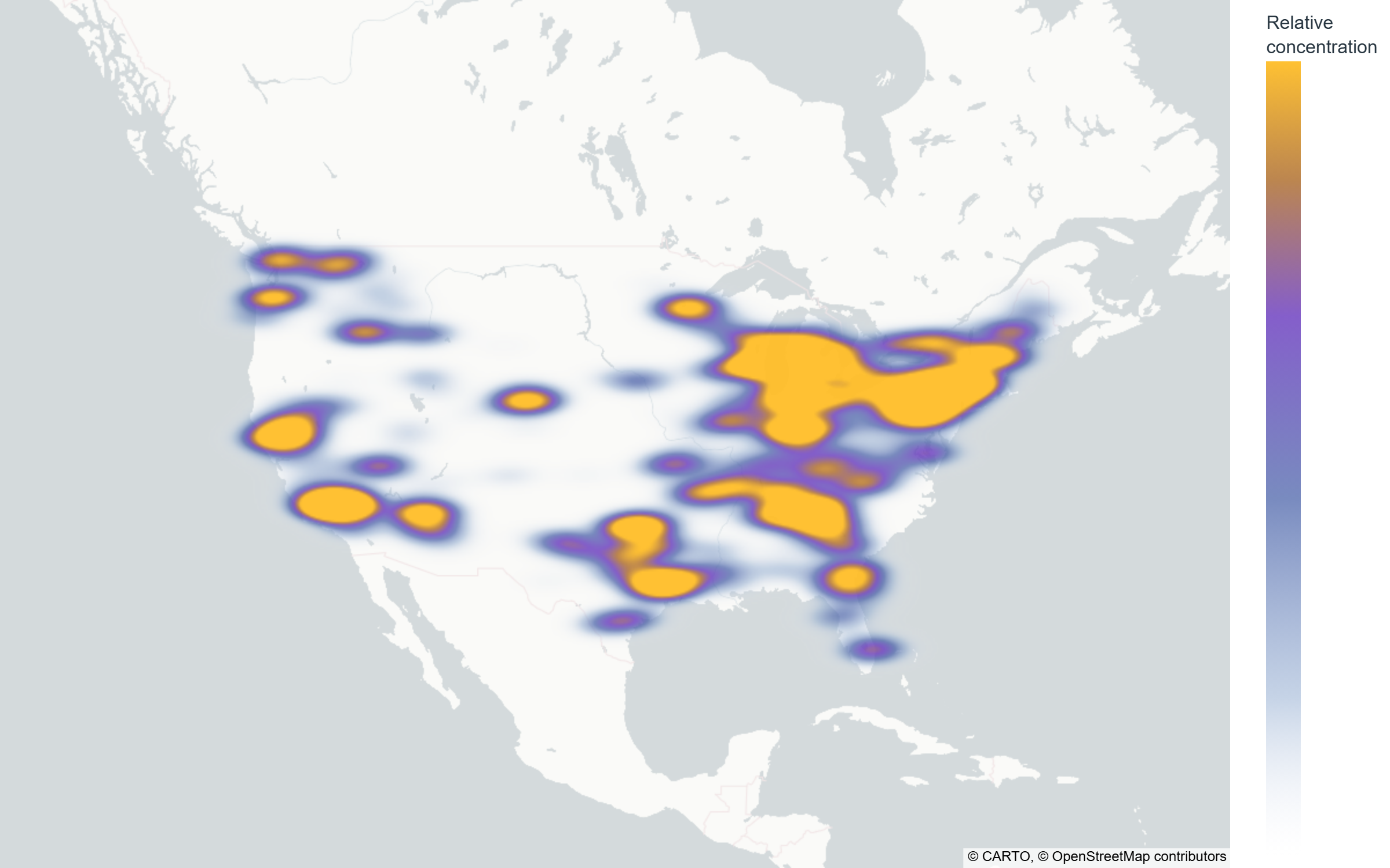 Density heatmap of reported incidents across the contiguous US, week of Sep 28–Oct 4, 2026