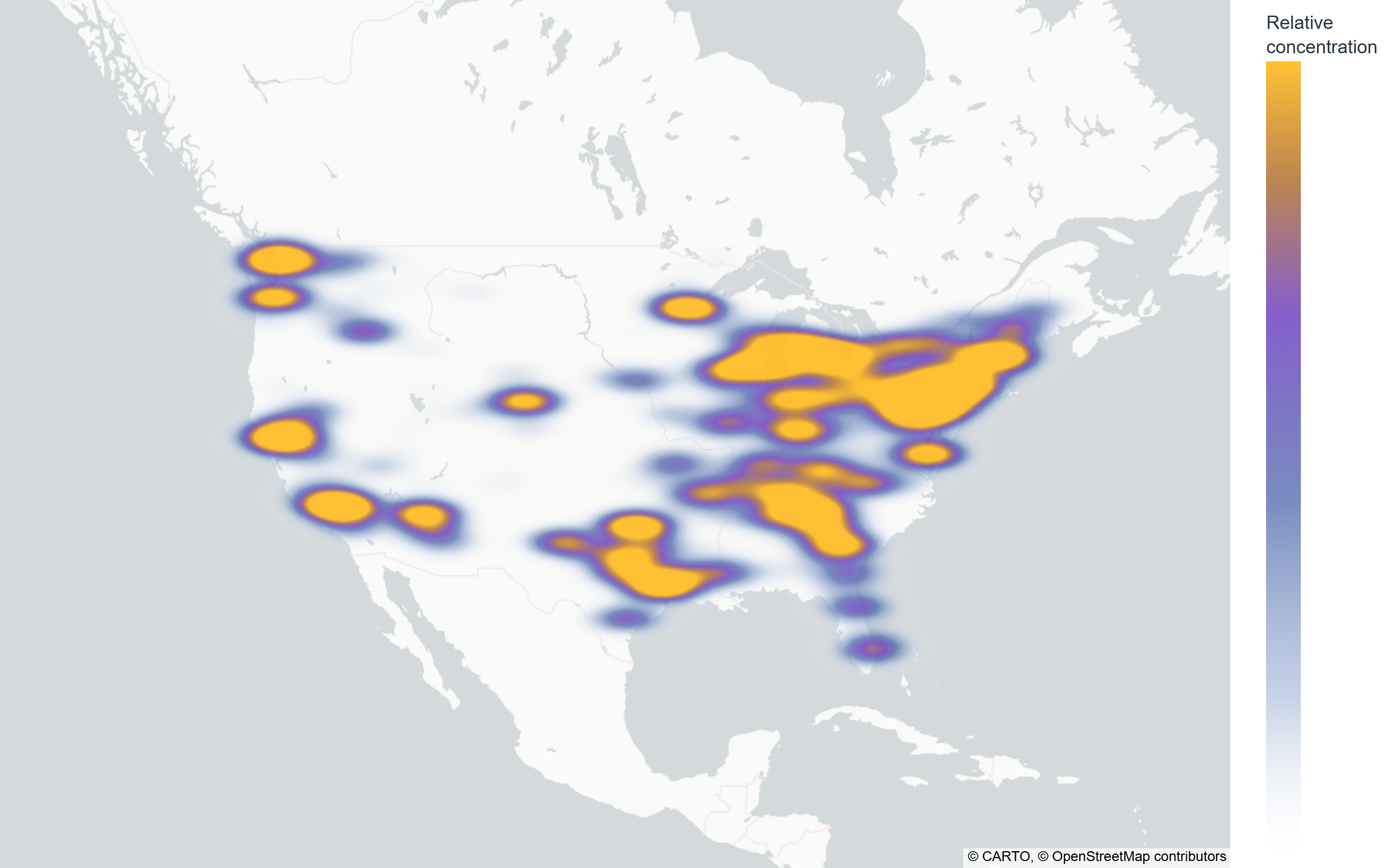 Density heatmap of reported incidents across the contiguous US, week of Oct 5–Oct 11, 2026