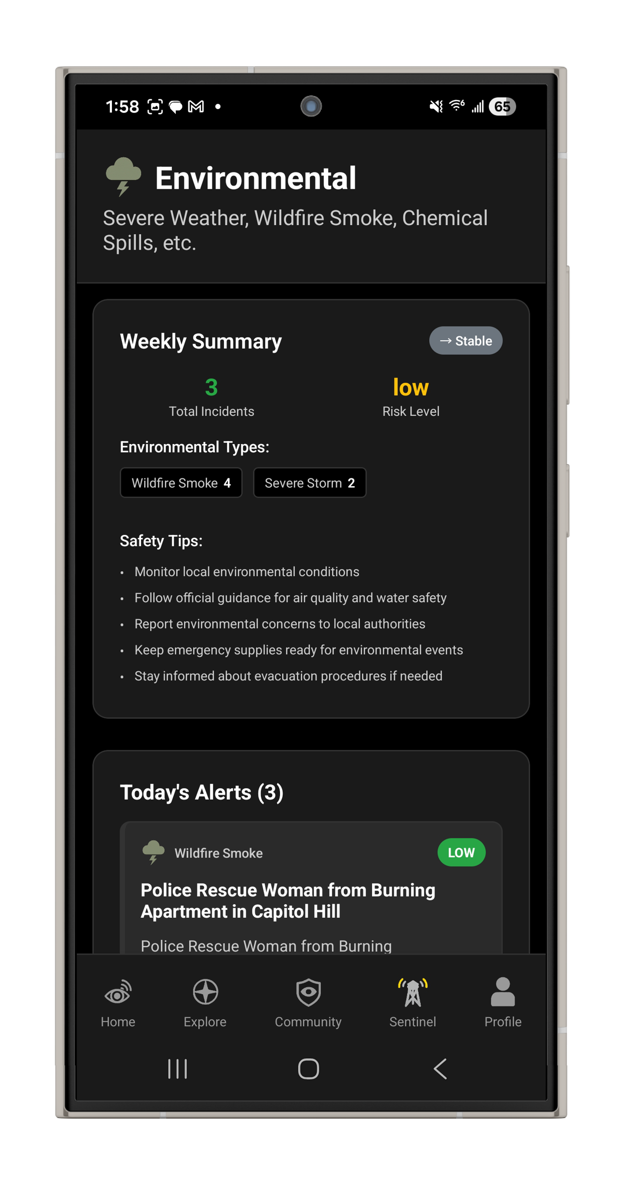 Environmental warnings preview